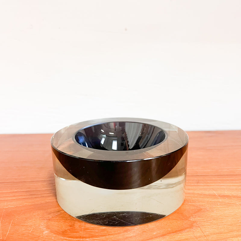 Retro Luxe: Bold Blue and Black Acrylic Ashtray – Mid-Century Modern Accent