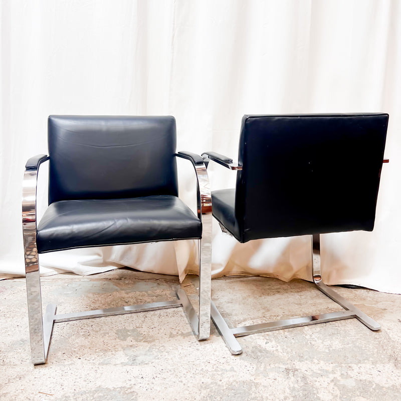 Marcel Breuer Cantilever Chrome Dining Chairs - Bauhaus Leather Classics