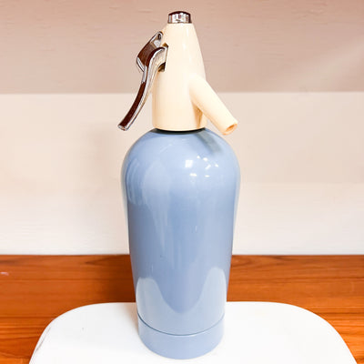 Mid-Century Sparkling Blue English Seltzer Siphon - A Timeless Bar Accent