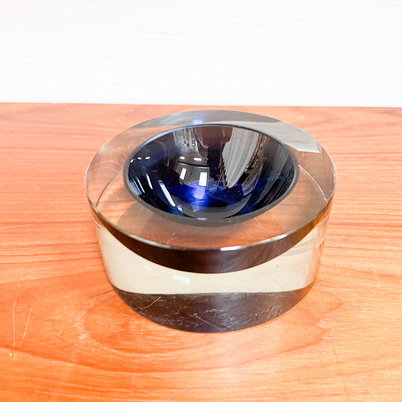 Retro Luxe: Bold Blue and Black Acrylic Ashtray – Mid-Century Modern Accent