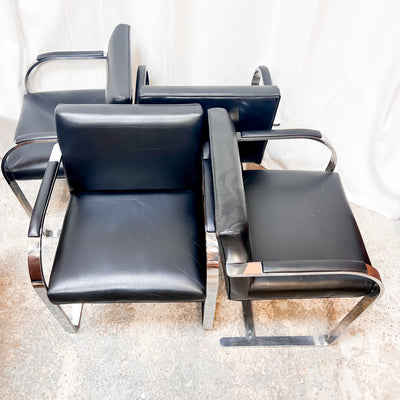 Marcel Breuer Cantilever Chrome Dining Chairs - Bauhaus Leather Classics