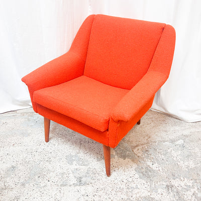 Iconic Orange Wool Lounge Chair - 1970s Retro Charm