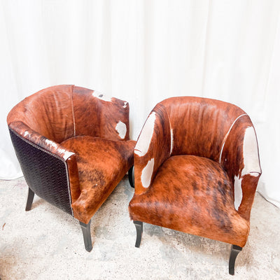 Rustic Cowhide and Wicker Lounge Chair – Vintage Western Elegance