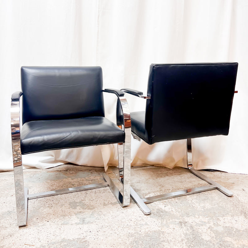 Marcel Breuer Cantilever Chrome Dining Chairs - Bauhaus Leather Classics