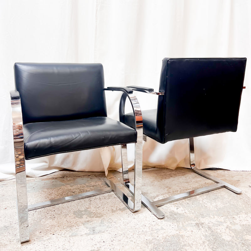 Marcel Breuer Cantilever Chrome Dining Chairs - Bauhaus Leather Classics