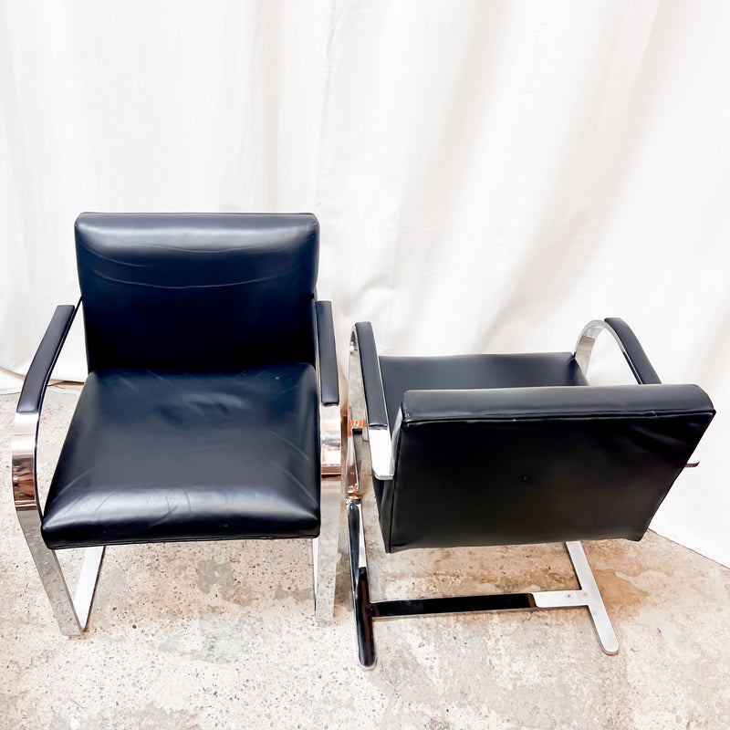 Marcel Breuer Cantilever Chrome Dining Chairs - Bauhaus Leather Classics