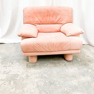 Renewed Pink Italia Leather Sofa Accent Chair