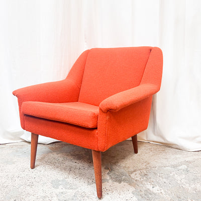 Iconic Orange Wool Lounge Chair - 1970s Retro Charm