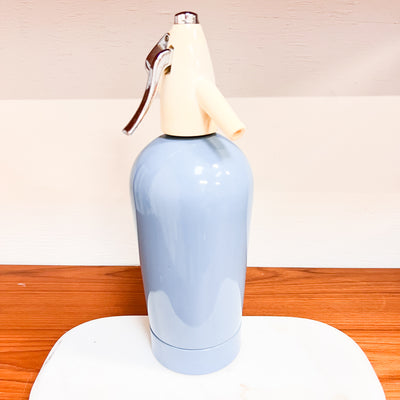 Mid-Century Sparkling Blue English Seltzer Siphon - A Timeless Bar Accent