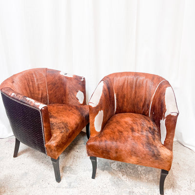 Rustic Cowhide and Wicker Lounge Chair – Vintage Western Elegance