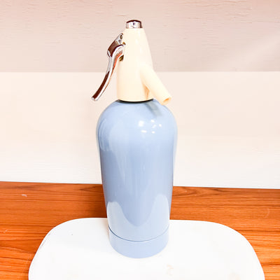 Mid-Century Sparkling Blue English Seltzer Siphon - A Timeless Bar Accent