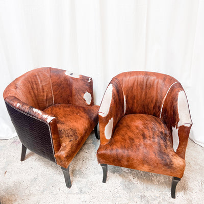 Rustic Cowhide and Wicker Lounge Chair – Vintage Western Elegance