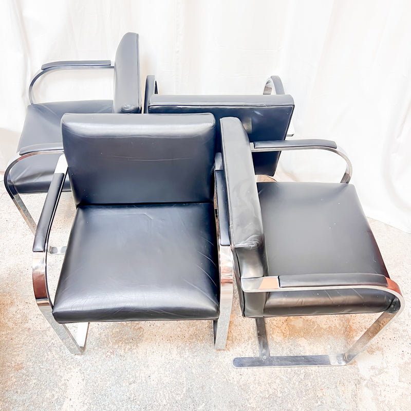 Marcel Breuer Cantilever Chrome Dining Chairs - Bauhaus Leather Classics