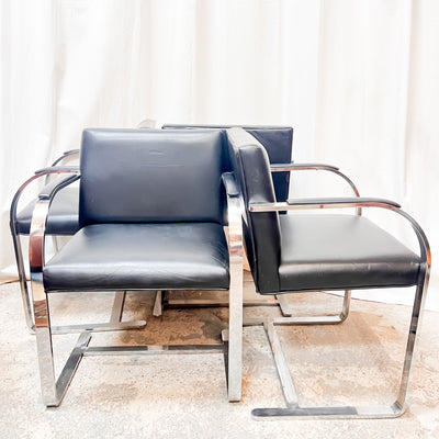 Marcel Breuer Cantilever Chrome Dining Chairs - Bauhaus Leather Classics