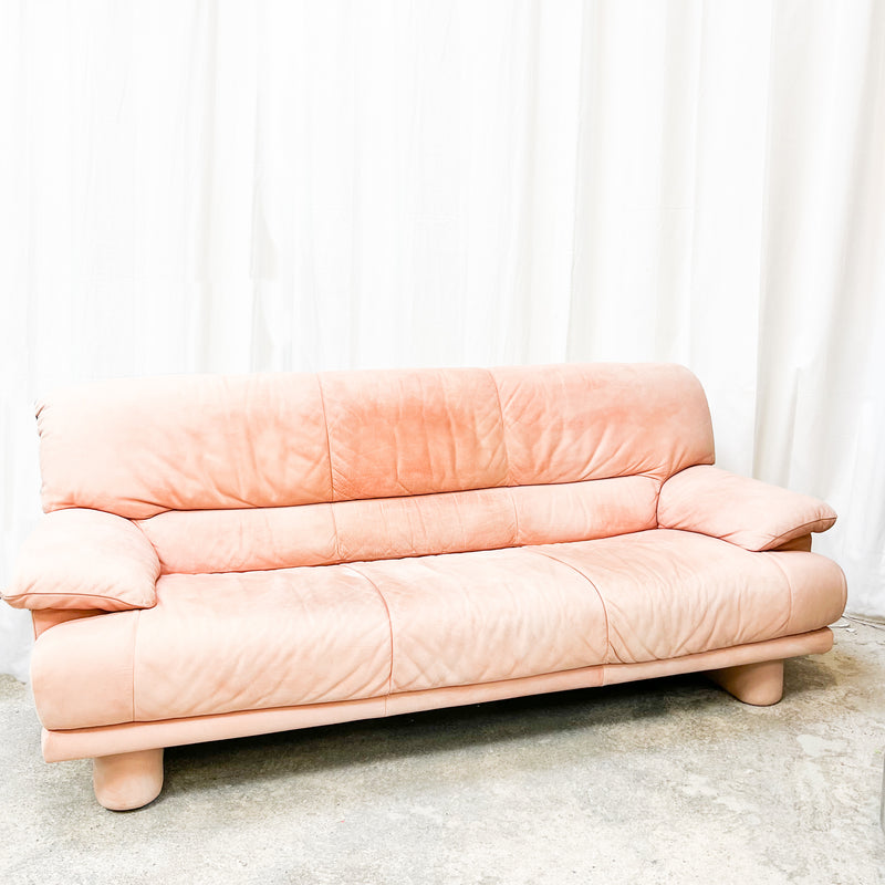 Renewed Pink Italia Leather Sofa (Natuzzi Italia brand)