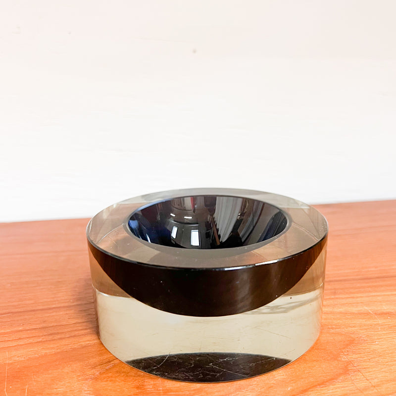 Retro Luxe: Bold Blue and Black Acrylic Ashtray – Mid-Century Modern Accent