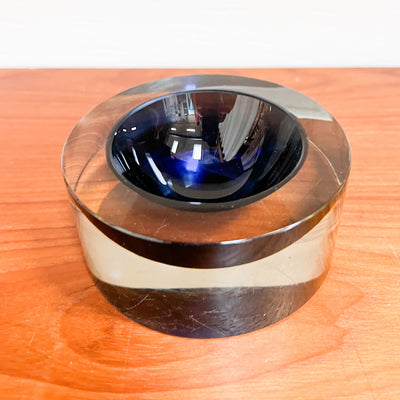 Retro Luxe: Bold Blue and Black Acrylic Ashtray – Mid-Century Modern Accent