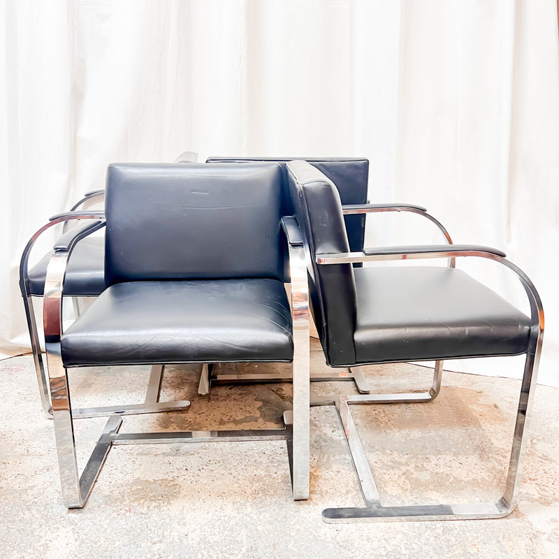 Marcel Breuer Cantilever Chrome Dining Chairs - Bauhaus Leather Classics