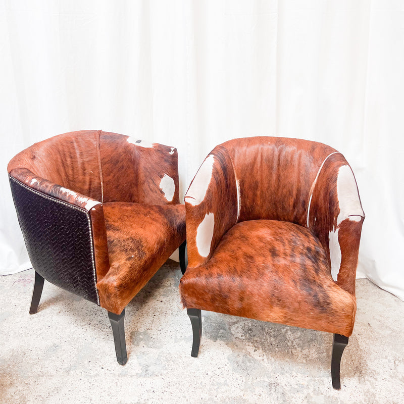 Rustic Cowhide and Wicker Lounge Chair – Vintage Western Elegance