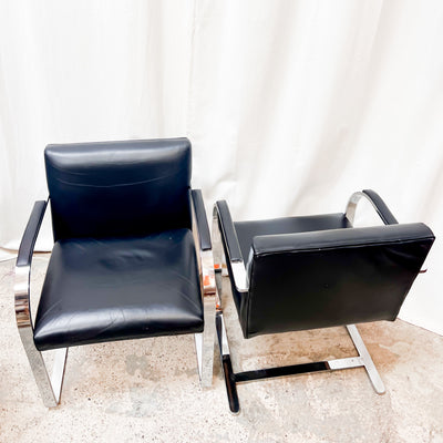 Marcel Breuer Cantilever Chrome Dining Chairs - Bauhaus Leather Classics