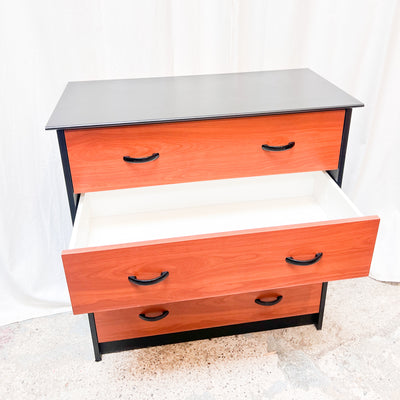 Mid-Century Modern Teak and Black Lacquered Chest of Drawers