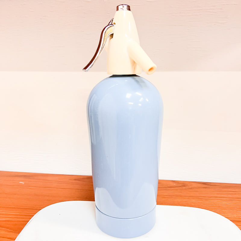 Mid-Century Sparkling Blue English Seltzer Siphon - A Timeless Bar Accent