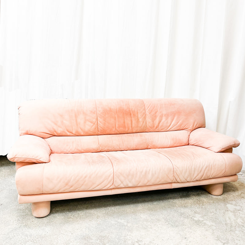 Renewed Pink Italia Leather Sofa (Natuzzi Italia brand)