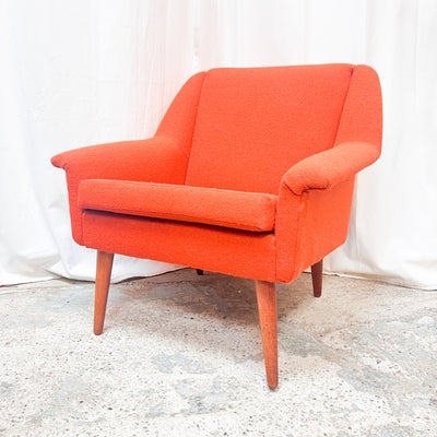 Iconic Orange Wool Lounge Chair - 1970s Retro Charm