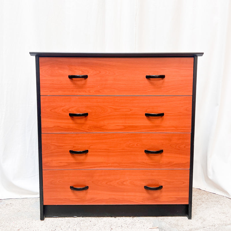 Mid-Century Modern Teak and Black Lacquered Chest of Drawers