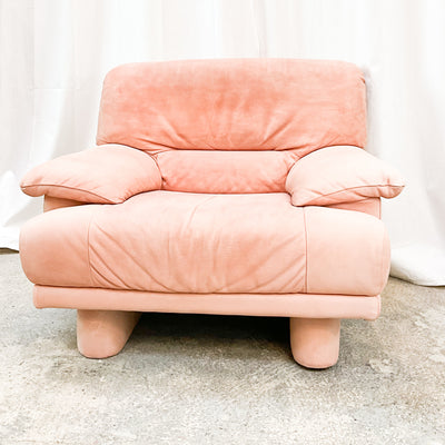 Renewed Pink Italia Leather Sofa Accent Chair