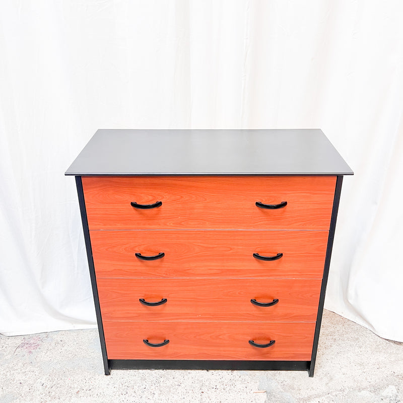 Mid-Century Modern Teak and Black Lacquered Chest of Drawers