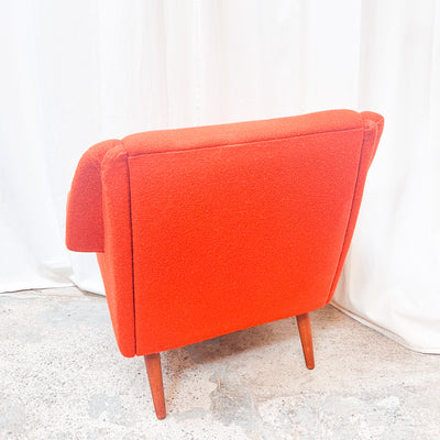 Iconic Orange Wool Lounge Chair - 1970s Retro Charm