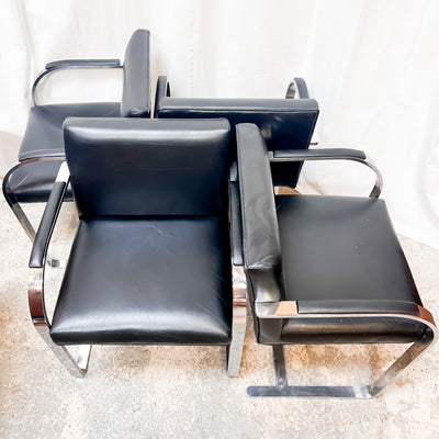 Marcel Breuer Cantilever Chrome Dining Chairs - Bauhaus Leather Classics