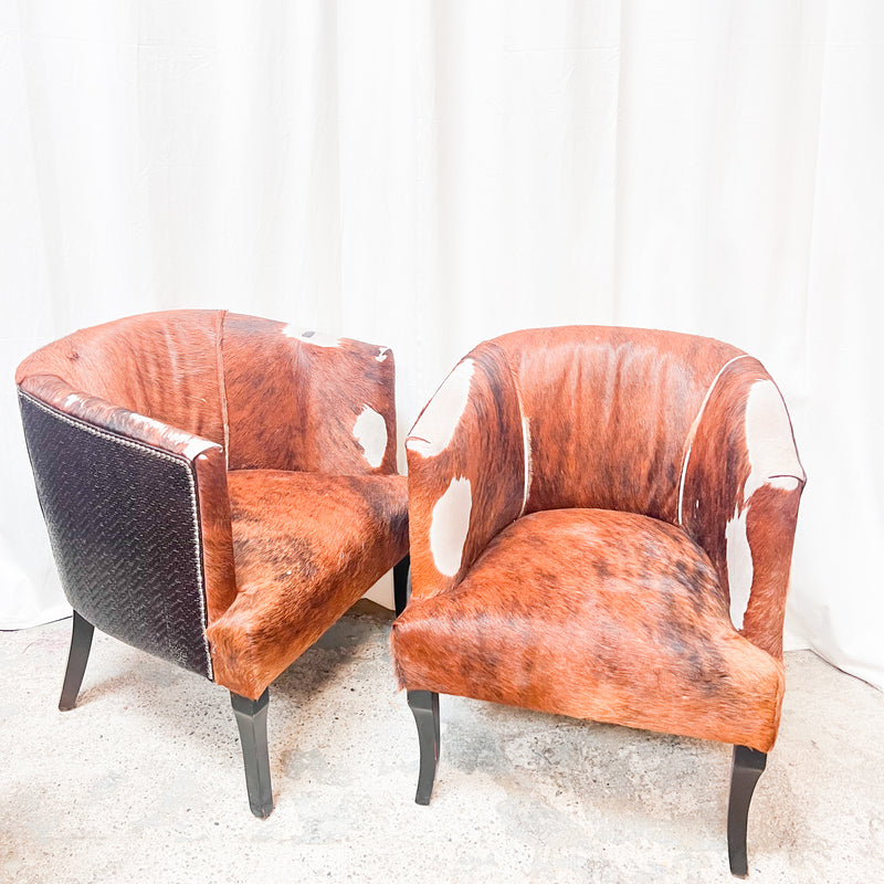 Rustic Cowhide and Wicker Lounge Chair – Vintage Western Elegance