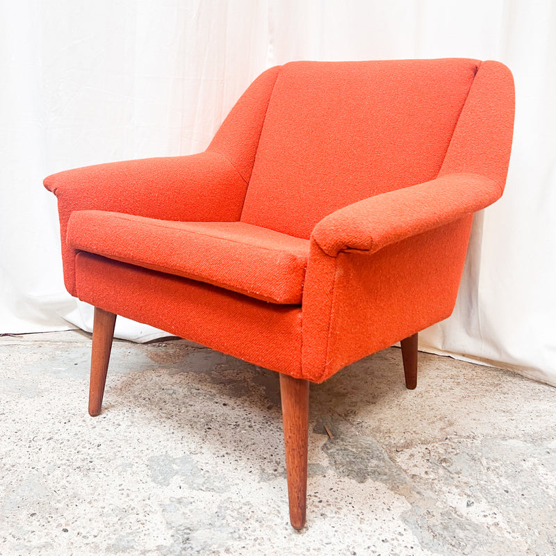 Iconic Orange Wool Lounge Chair - 1970s Retro Charm