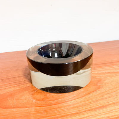 Retro Luxe: Bold Blue and Black Acrylic Ashtray – Mid-Century Modern Accent