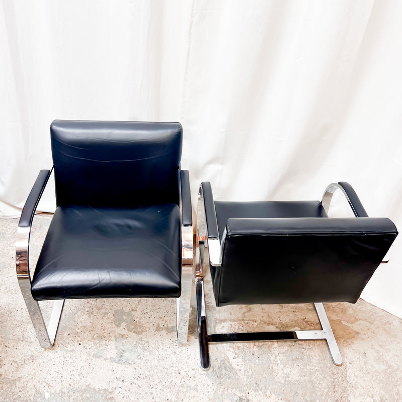 Marcel Breuer Cantilever Chrome Dining Chairs - Bauhaus Leather Classics