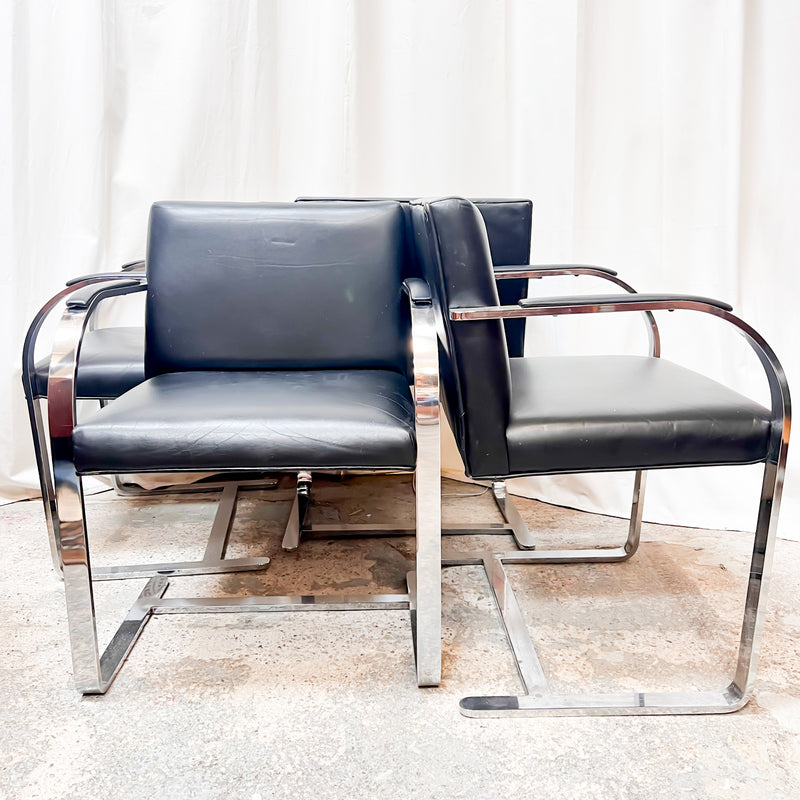 Marcel Breuer Cantilever Chrome Dining Chairs - Bauhaus Leather Classics