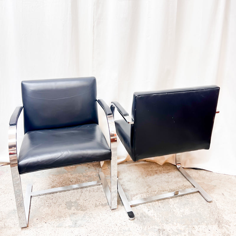 Marcel Breuer Cantilever Chrome Dining Chairs - Bauhaus Leather Classics