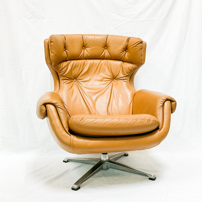 Mid Century Swedish Modern Lounger (Brown Leather) by Overman