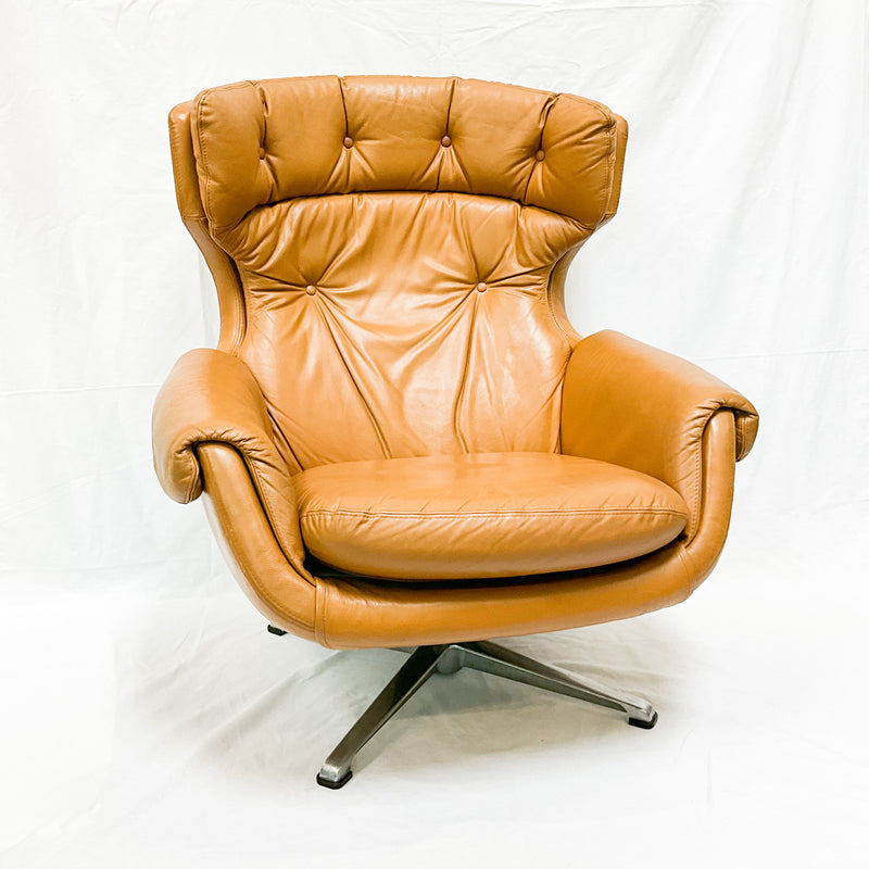 Mid Century Swedish Modern Lounger (Brown Leather) by Overman