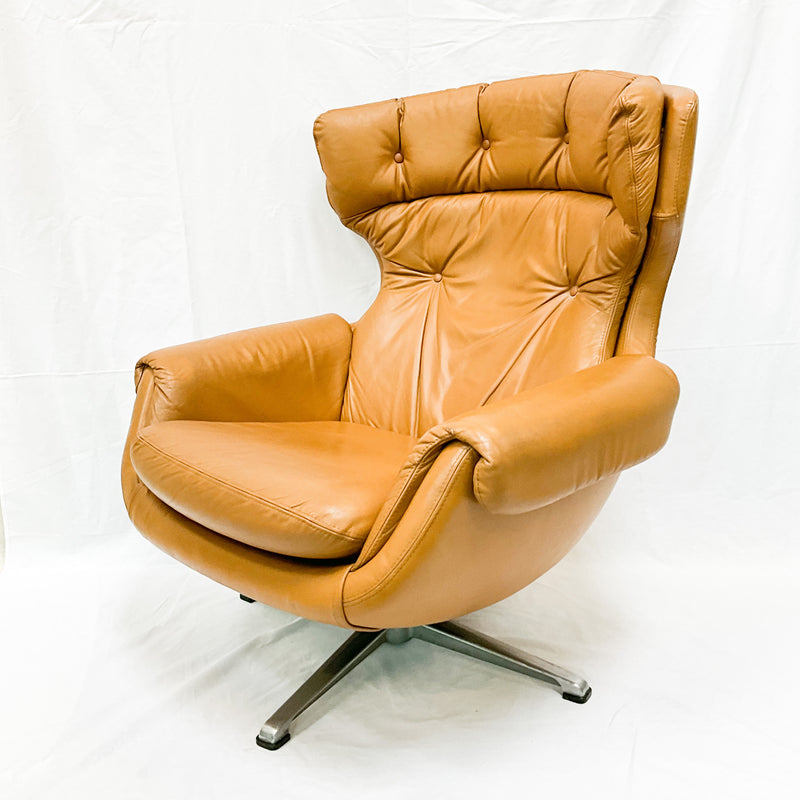 Mid Century Swedish Modern Lounger (Brown Leather) by Overman