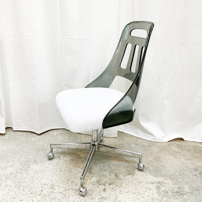 Reupholstered Acrylic & Chrome Frame Rolling Chair