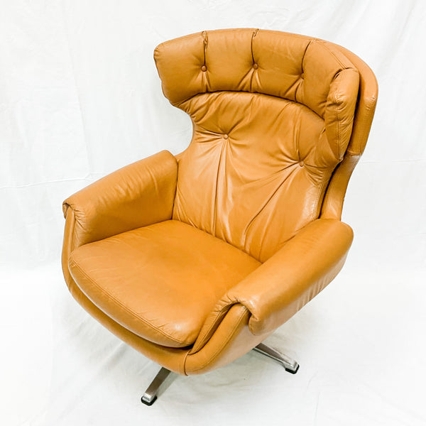 Mid Century Swedish Modern Lounger (Brown Leather) by Overman