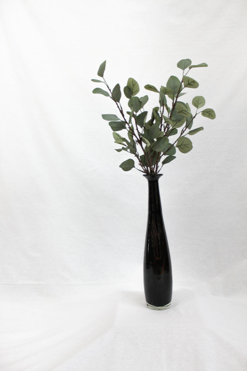 Vintage Black Glass Tall Vase