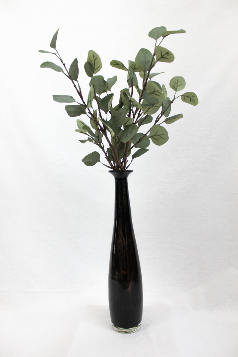 Vintage Black Glass Tall Vase