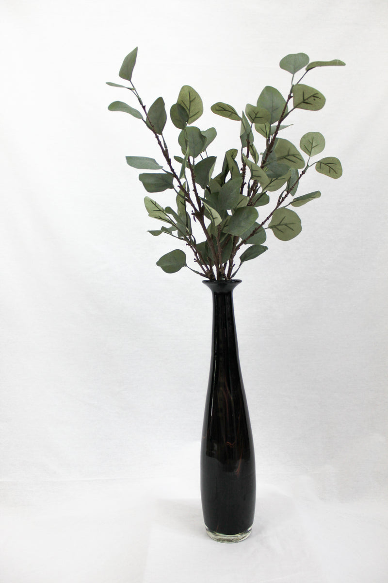 Vintage Black Glass Tall Vase