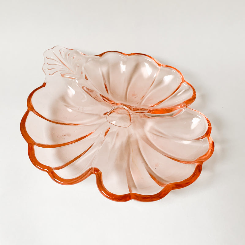 Pink Glass Flower Vintage Throw Dish