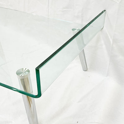 Curved Glass Coffee Table w/ Angled Chrome Legs