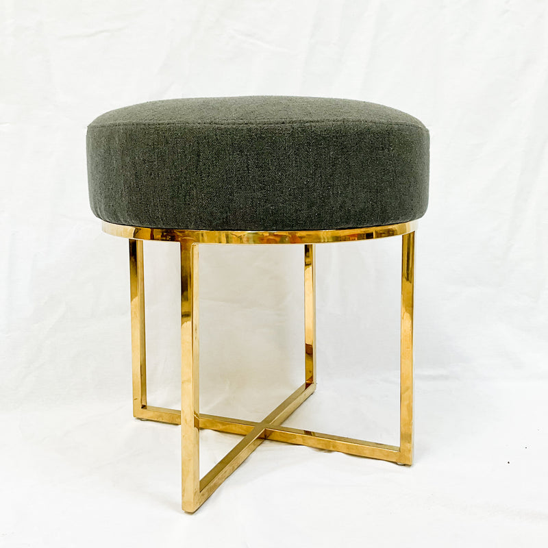 Polished Gold Cross Leg Ottoman / Stool